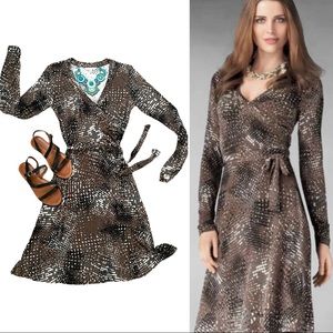 CAbi #658 Wrap Dress Stretch Snakeskin Size M